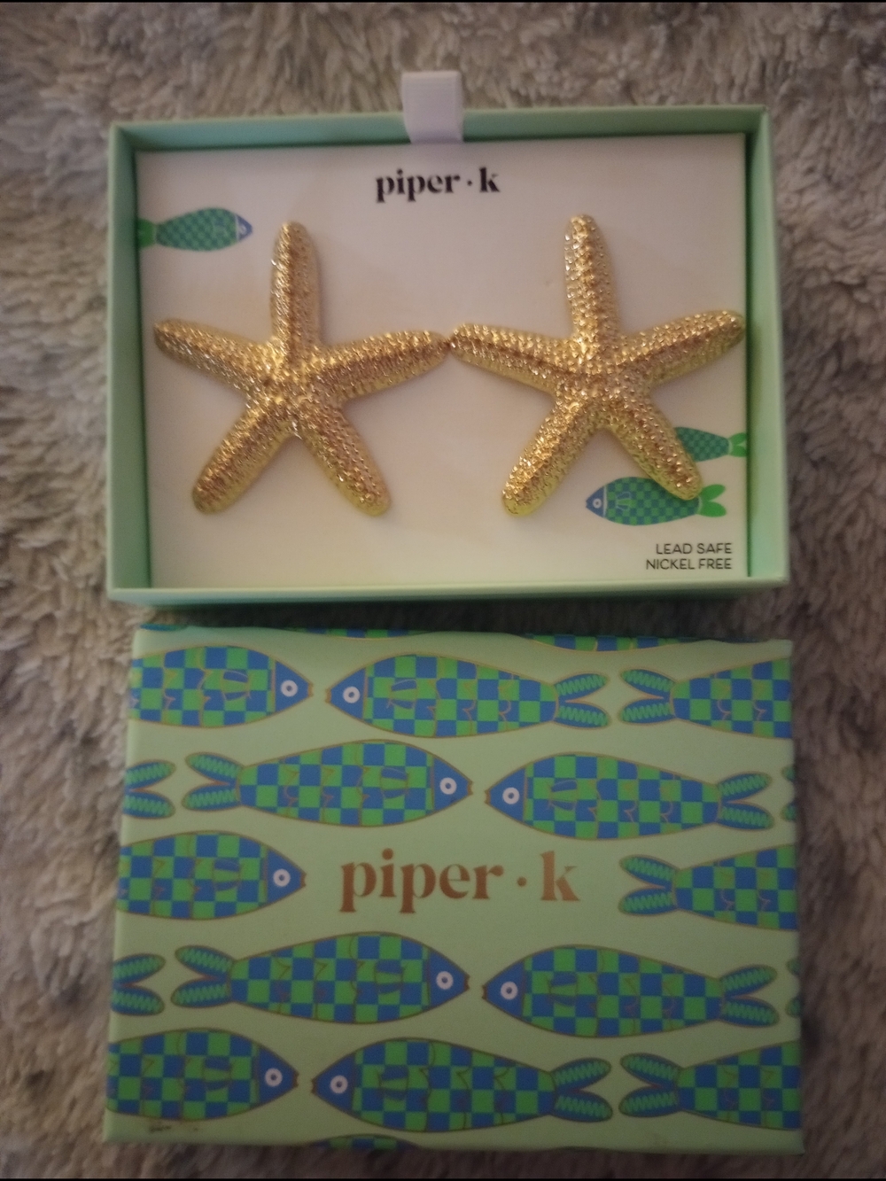 piper·k Large Gold Starfish Statement  Earrings